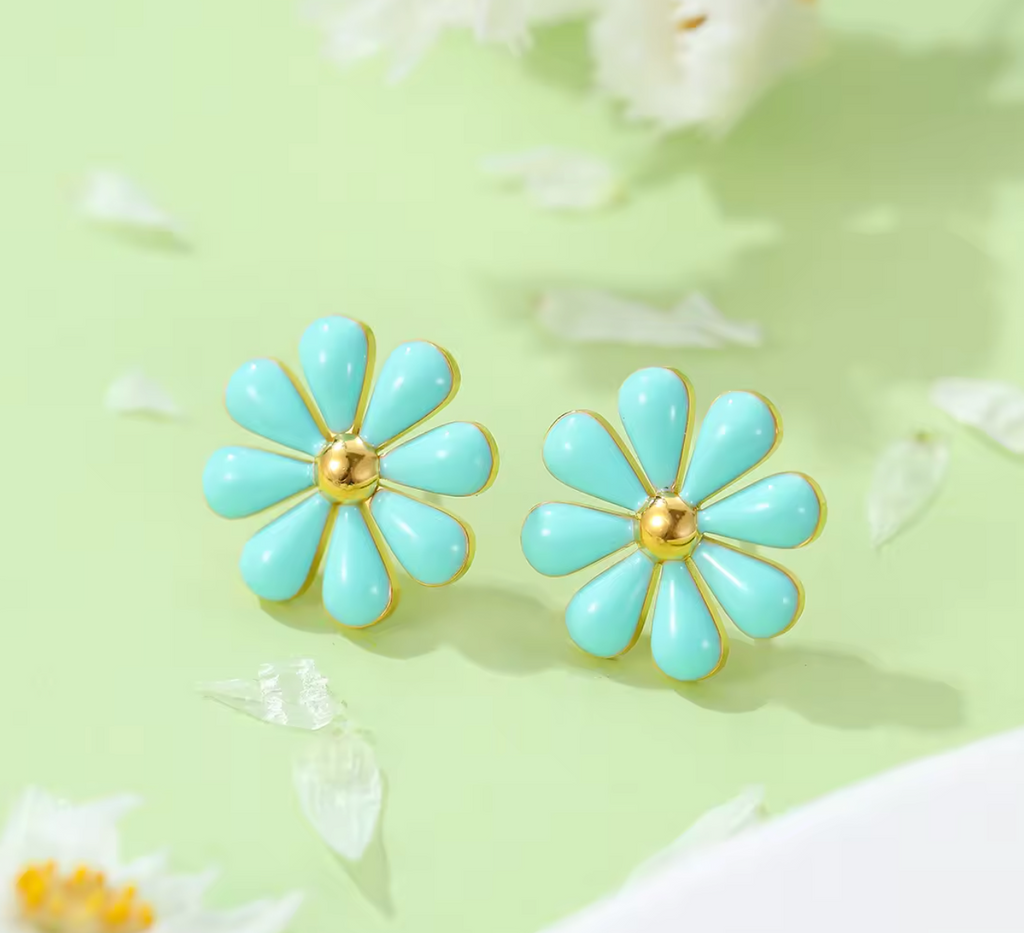 Enamel Flower Stud Earrings