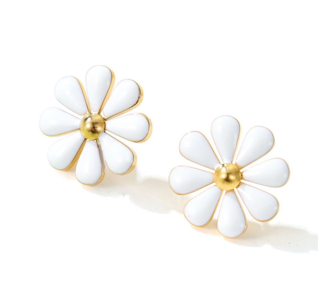 Enamel Flower Stud Earrings