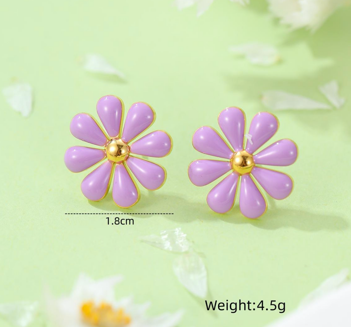 Enamel Flower Stud Earrings