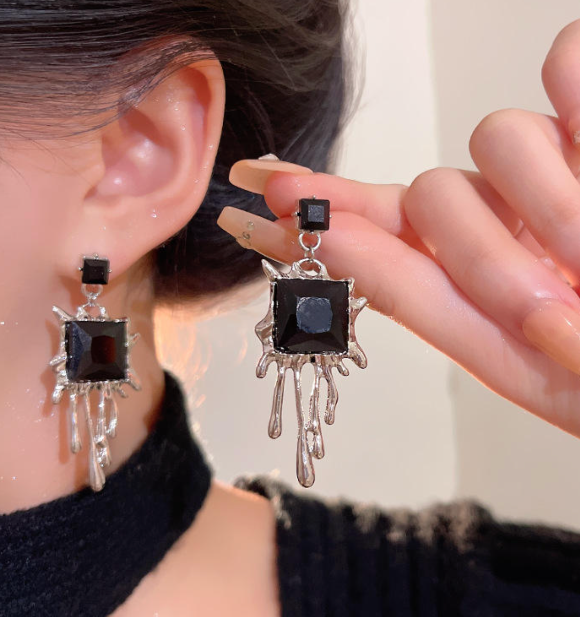 Electroplated Alloy Geometric Earrings